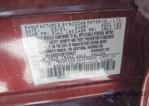 2021 Nissan Sentra Sv Xtronic Cvt from USA, damaged, VIN 3N1AB8CV2MY290423